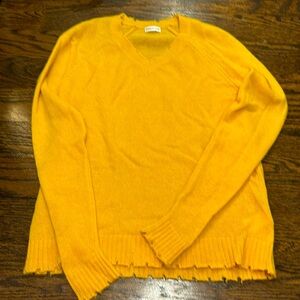 Cashmere distressed look gold sweater